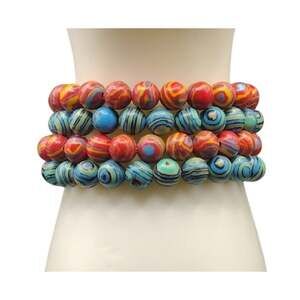 NWOT 4 Pack Bracelet Set Synthetic Malachite Multicolor Beaded Stretch Handmade